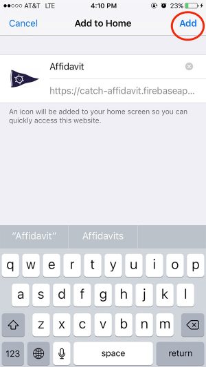 Catch affidavit screen 3